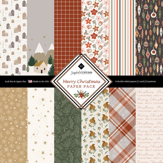Merry Christmas 12x12 Paper Pack - Scrapbook Customs image 0