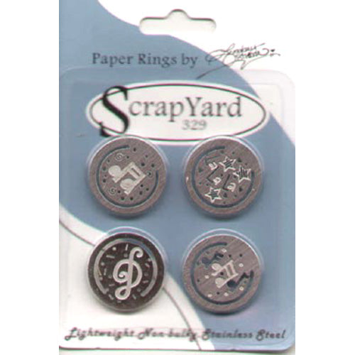 Music Paper Rings Lightweight Metal Embellishments (4 pack) / Scrap Yard 329 image 0