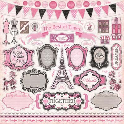 Paris Girl 12x12 Element  Sticker Sheet - Carta Bella image 0