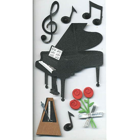 Piano 3-D Essentials Sticker, SandyLion image 0
