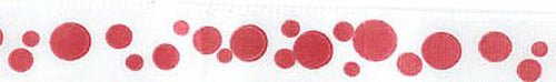 Red Dots on 1/2 Inch White Satin Ribbon - Boxer Scrapbook Productions image 0