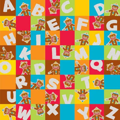 Monkey ABC Glitter 12x12 Paper - Creative Imaginations image 0