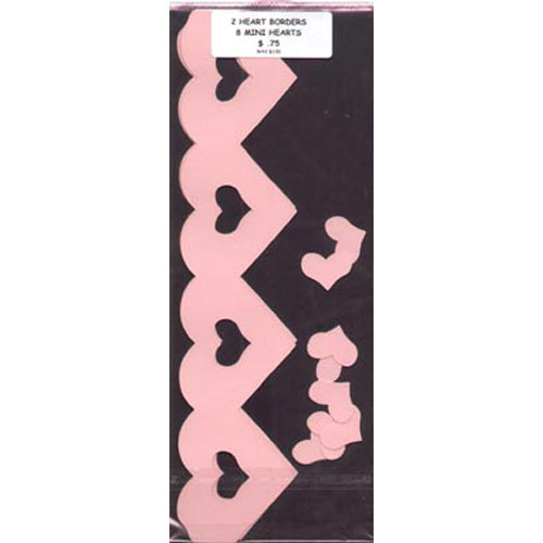 2 Cardstock Die-Cut Pink Heart Borders Plus 8 Mini Hearts image 0