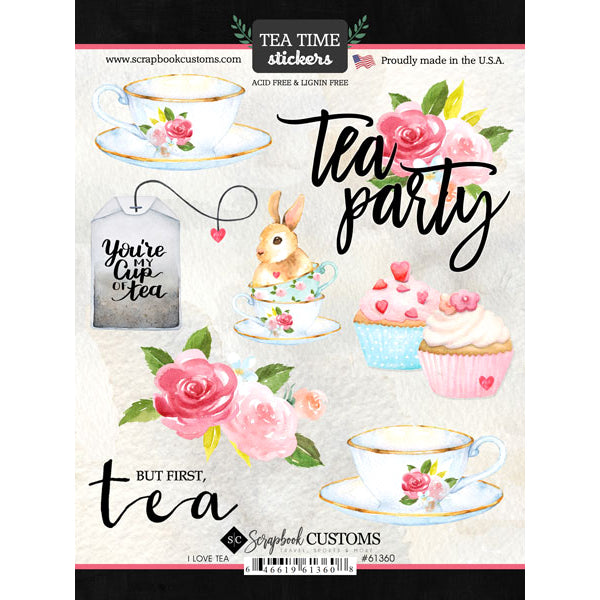 Tea, I Love Cardstock Sticker - Scrapbook Customs image 0