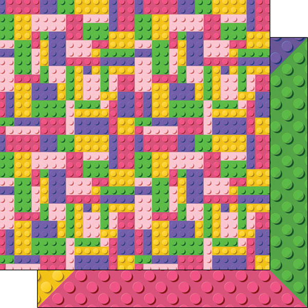 Multi-Color Girl Building Blocks Paper - Scrapbook Customs image 0