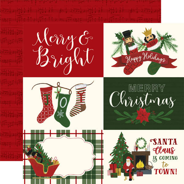 6x4 Here Comes Santa Journaling Cards Paper- Echo Park image 0