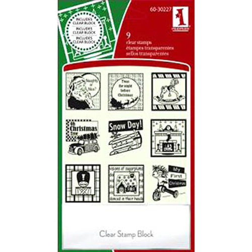 9 Festive Holiday Inchie Clear Stamps, Plus Stamp Block / Inkadinkado image 0