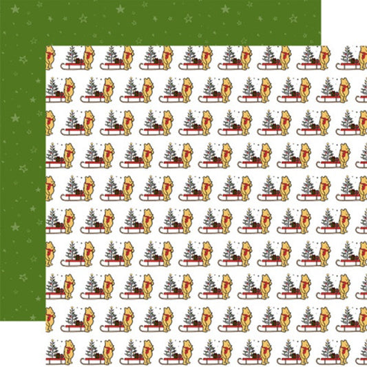 Winnie the Pooh Christmas Winnie and Sleds Paper - Echo Park image 0