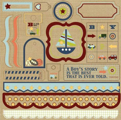 Embellish Boy Kraft Kuts 12x12 Cardstock Stickers - Fancy Pants image 0
