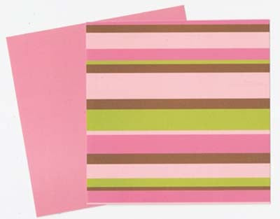 Augusta Stripes/Azalea Blooms 12x12 Double-Sided Cardstock Paper / Keller Creations image 0