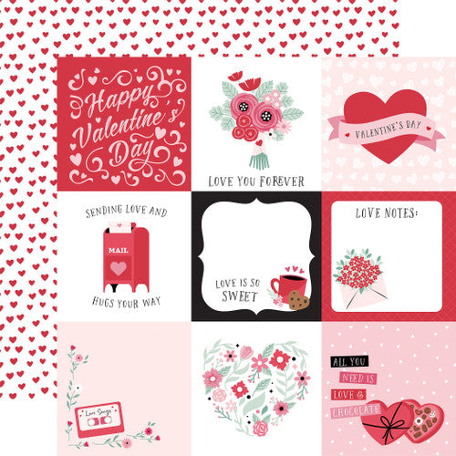 Valentine's Day 4x4 Journaling Cards Paper - Echo Park