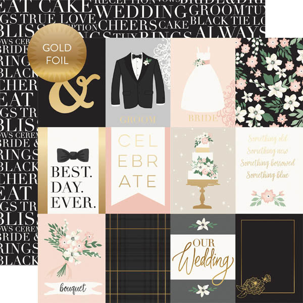 Wedding Day 3x4 Gold Foiled Journaling Cards Paper - Echo Park image 0