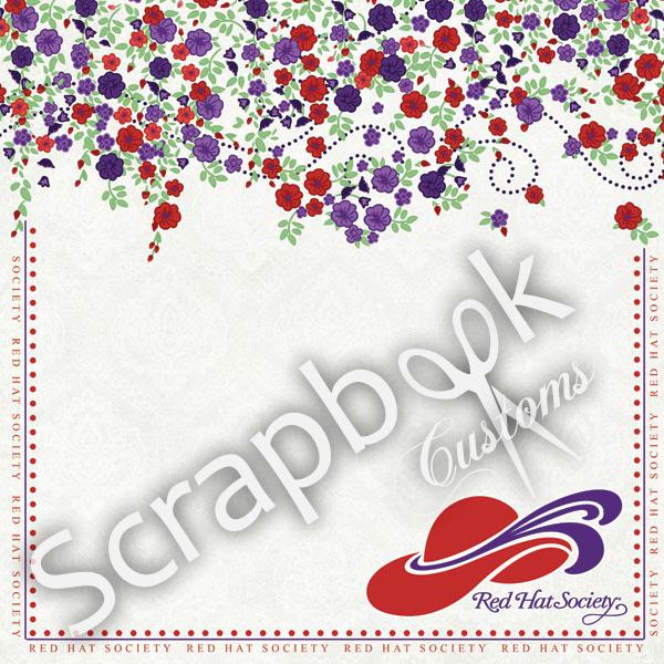 Red Hat Flower Border Paper - Scrapbook Customs image 0