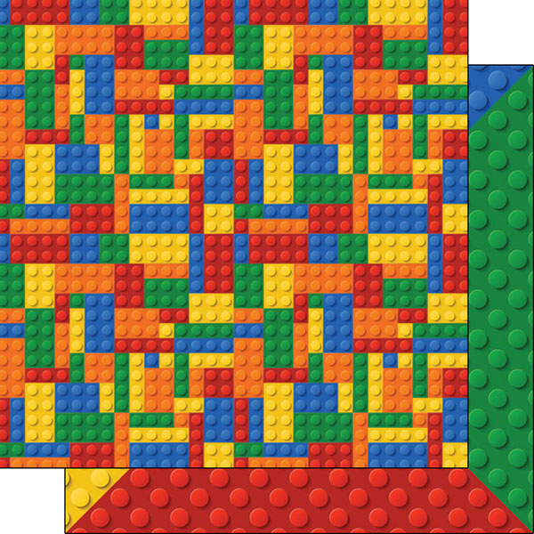 Multi-Color Building Blocks Paper - Scrapbook Customs image 0