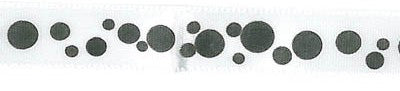 Black Dots on 1/2" White Satin Ribbon - Boxer Scrapbook Productions image 0