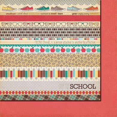 Off to School Strips Double-Sided Cardstock Paper - Fancy Pants image 0