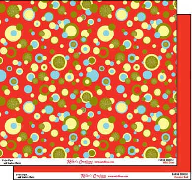 Farm House 12x12 Dots/Rooster Red Double-Sided Cardstock Paper / Keller Creations image 0
