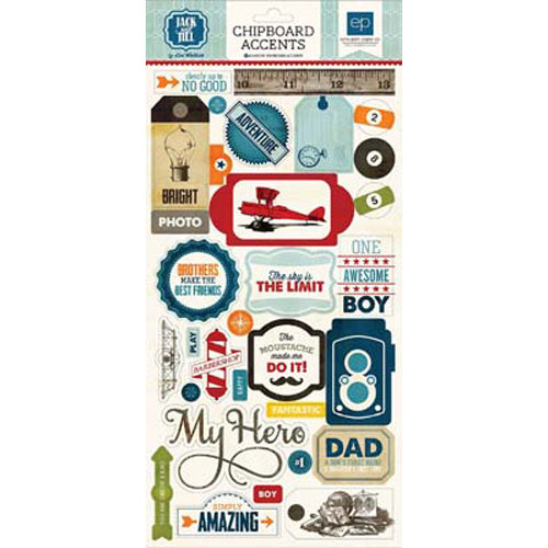 Jack &amp; Jill Boy Adhesive Chipboard - Echo Park image 0