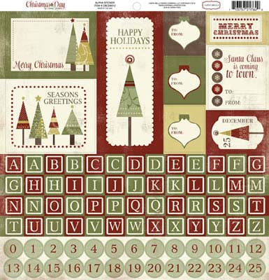 Christmas Day 12x12 Alpha Sticker Sheet - Carta Bella image 0