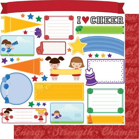 Cheer Tag Double-Sided Cardstock Paper with Glitter Accents / Team Spirit Collection - Best Creation Inc. image 0