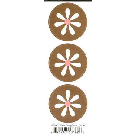 Duplicates White Daisy Brown Circle Sticker - Pebbles Inc. image 0
