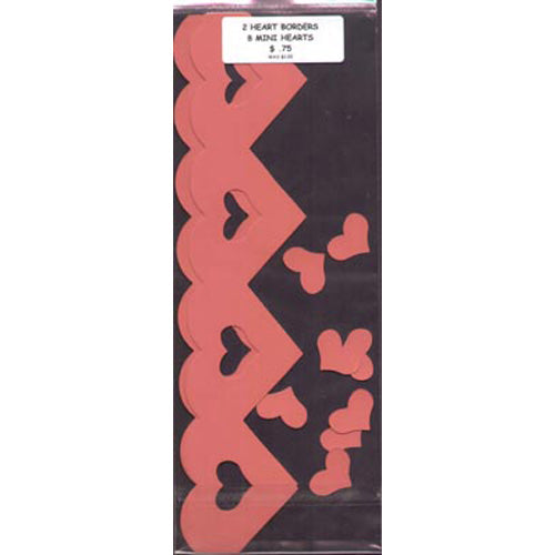 2 Cardstock Die-Cut Red Heart Borders Plus 8 Mini Hearts image 0