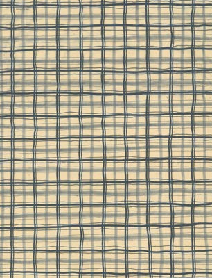 8 1/2 X 11 Navy Plaid on Husk / Paper Patch image 0