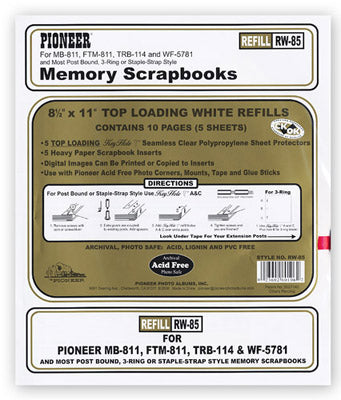 Pioneer 8 1/2x11 Top Loading Black Refills image 0