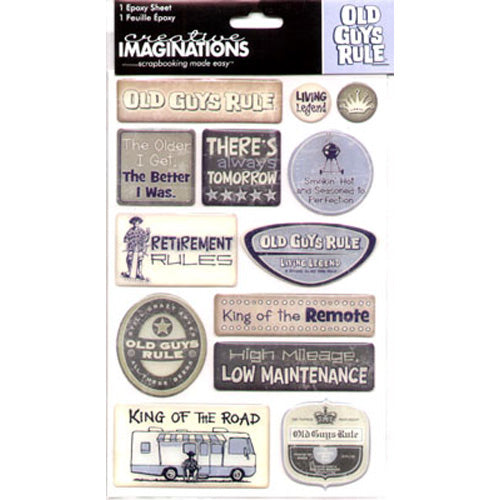 Old Guys Rule Epoxy Stickers - Creative Imaginations image 0