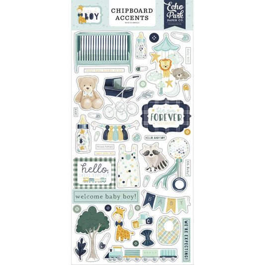 It's A Boy Adhesive Chipboard Accents - Echo Park. image 0