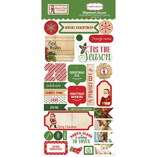 Christmas Time Adhesive Chipboard  - Carta Bella image 0