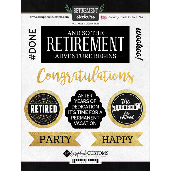 Retirement Script 6x8 Sticker - Scrapbook Customs image 0