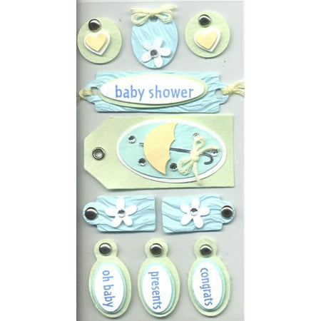 Baby Shower Tag 3-D Essentials Sticker, SandyLion image 0