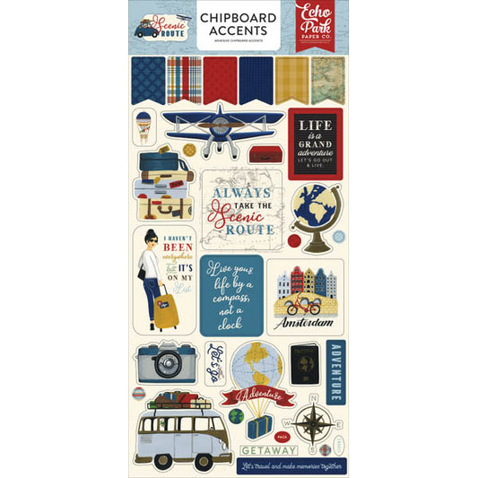 Scenic Route Adhesive Chipboard Accents - Echo Park image 0